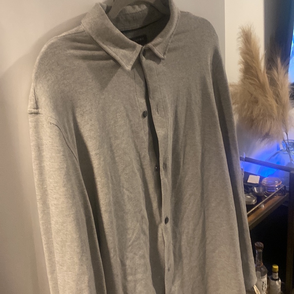 Mens Grey Button Down